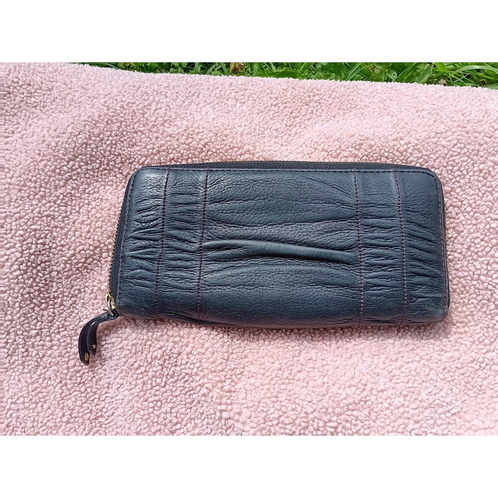 Cole Haan Black Long Zip‑Around Women’s Wallet Leather Credit Card Organizer - Picture 2 of 3